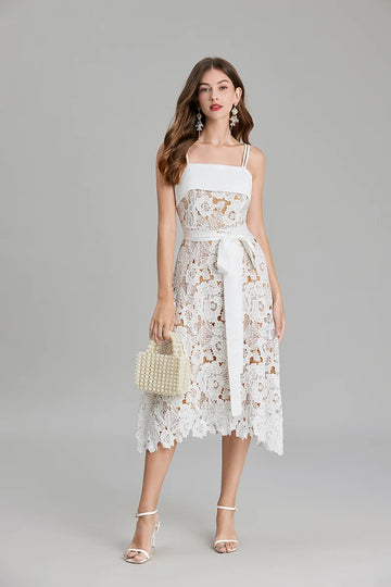 Malani Lace White Midi Dress